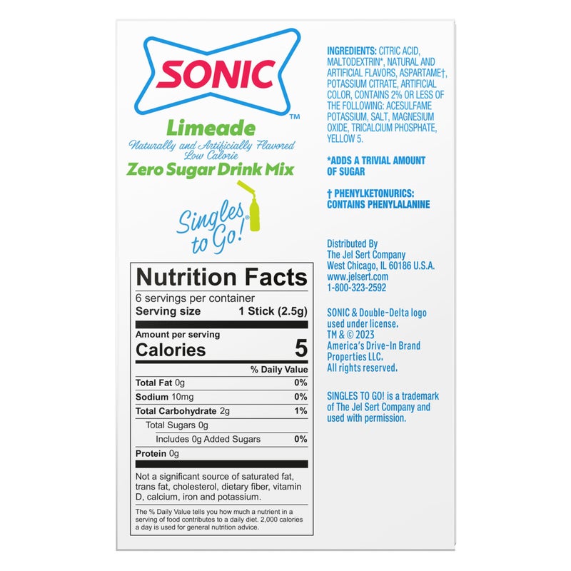 SINGLES TO GO! Sonic Limeade Singles to Go Drink Mix, Includes 6 Boxes with 6 Packets in Each Box, 36 Total Packets - Image 3